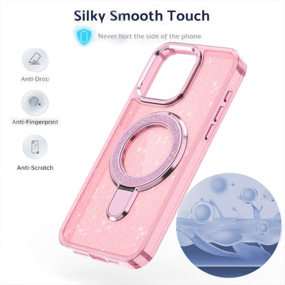 For iPhone 16 Plus Glitter Ring Holder MagSafe Phone Case(Pink) - iPhone 16 Plus Cases by PMC Jewellery | Online Shopping South Africa | PMC Jewellery | Buy Now Pay Later Mobicred