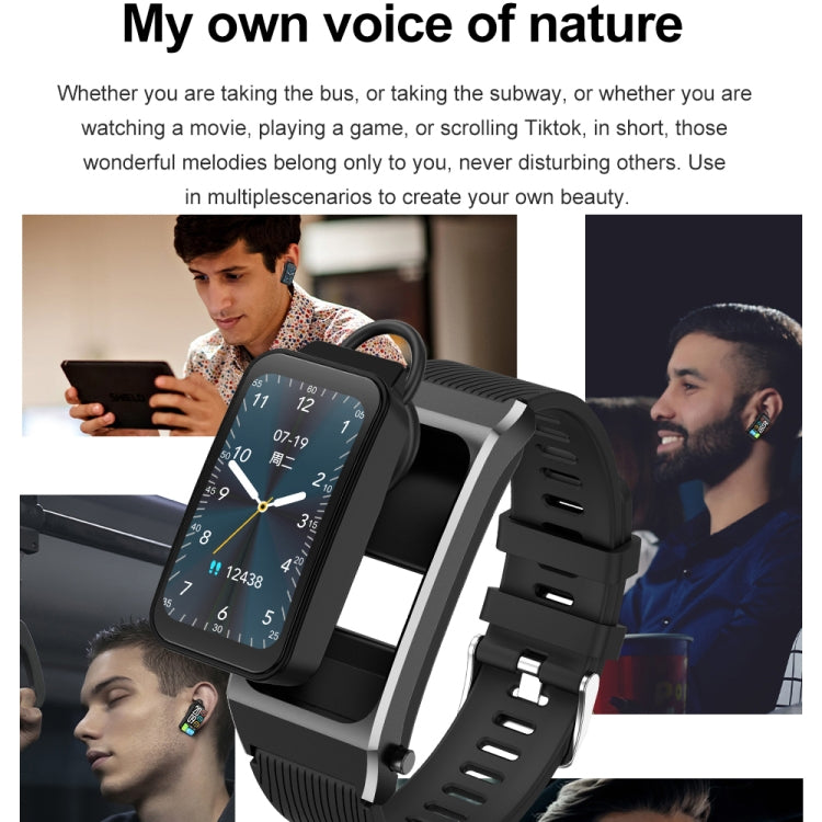 A8 1.98 inch 2 in 1 Bluetooth Earphone Silicone Strap Smart Watch, Support ECG / NFC(Black) - Smart Watches by PMC Jewellery | Online Shopping South Africa | PMC Jewellery | Buy Now Pay Later Mobicred