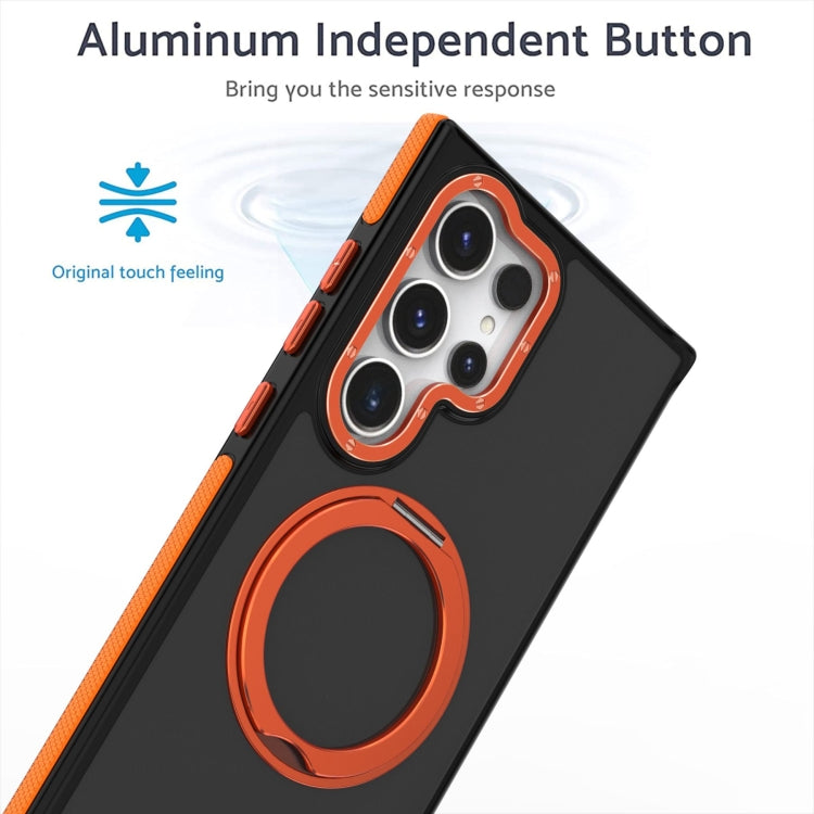 For Samsung Galaxy S24 Ultra 5G Dual-Color Skin Feel Rotating Holder Phone Case(Orange) - Galaxy S24 Ultra 5G Cases by PMC Jewellery | Online Shopping South Africa | PMC Jewellery | Buy Now Pay Later Mobicred