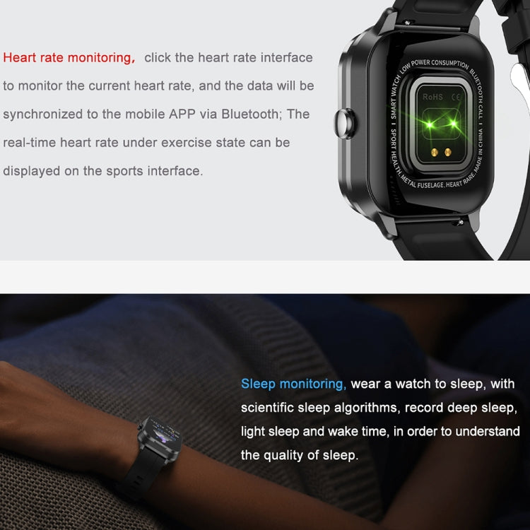 D8 Pro 2.01 inch 2 in 1 Bluetooth Earphone Silicone Strap Smart Watch, Support NFC with Cover(Black) - Smart Watches by PMC TechLife | Online Shopping South Africa | PMC TechLife | Buy Now Pay Later Mobicred