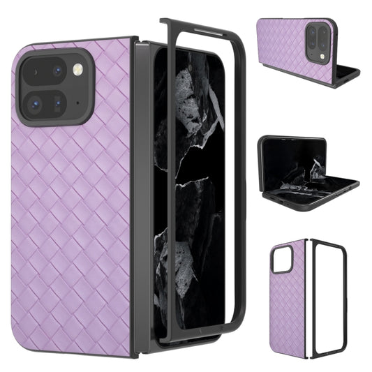 For Google Pixel 9 Pro Fold Black Frame Woven Texture PU Phone Case(Purple) - Google Cases by PMC Jewellery | Online Shopping South Africa | PMC Jewellery | Buy Now Pay Later Mobicred