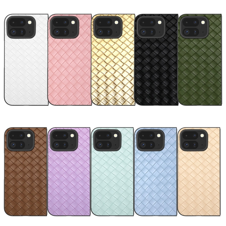 For Google Pixel 9 Pro Fold Black Frame Woven Texture PU Phone Case(Light Blue) - Google Cases by PMC TechLife | Online Shopping South Africa | PMC TechLife | Buy Now Pay Later Mobicred