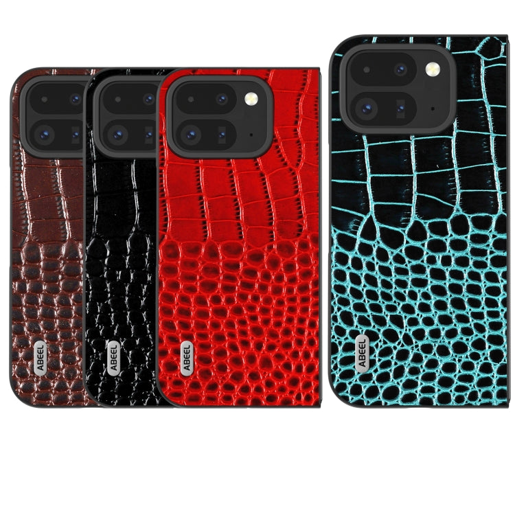 For Google Pixel 9 Pro Fold ABEEL Genuine Leather Crocodile Pattern Black Edge Phone Case(Red) - Google Cases by PMC Jewellery | Online Shopping South Africa | PMC Jewellery | Buy Now Pay Later Mobicred