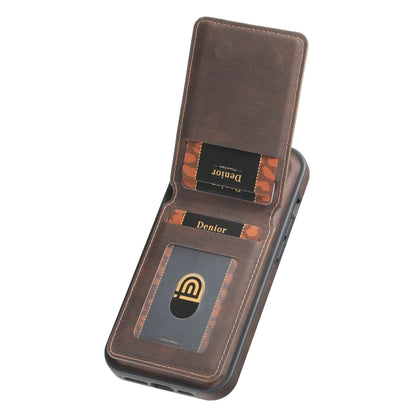 For iPhone 15 Pro Max Denior D17 Skin Feel MagSafe Detachable Card Slot Phone Case(Brown) - iPhone 15 Pro Max Cases by Denior | Online Shopping South Africa | PMC Jewellery | Buy Now Pay Later Mobicred