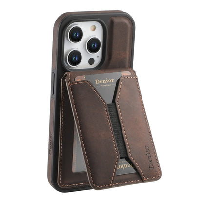 For iPhone 16 Pro Max Denior D17 Skin Feel MagSafe Detachable Card Slot Phone Case(Brown) - iPhone 16 Pro Max Cases by Denior | Online Shopping South Africa | PMC Jewellery | Buy Now Pay Later Mobicred