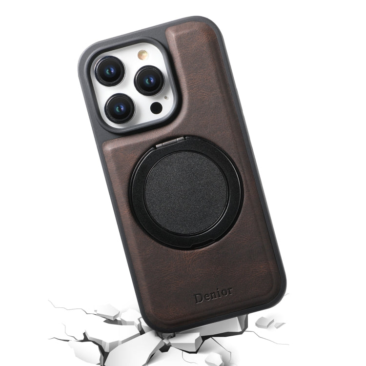 For iPhone 15 Pro Max Denior A14 Skin Feel Rotating Holder MagSafe Phone Case(Brown) - iPhone 15 Pro Max Cases by Denior | Online Shopping South Africa | PMC Jewellery | Buy Now Pay Later Mobicred