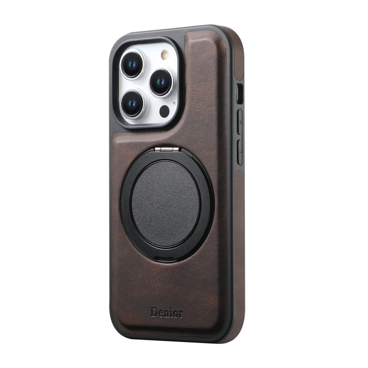 For iPhone 16 Plus Denior A14 Skin Feel Rotating Holder MagSafe Phone Case(Brown) - iPhone 16 Plus Cases by Denior | Online Shopping South Africa | PMC Jewellery | Buy Now Pay Later Mobicred