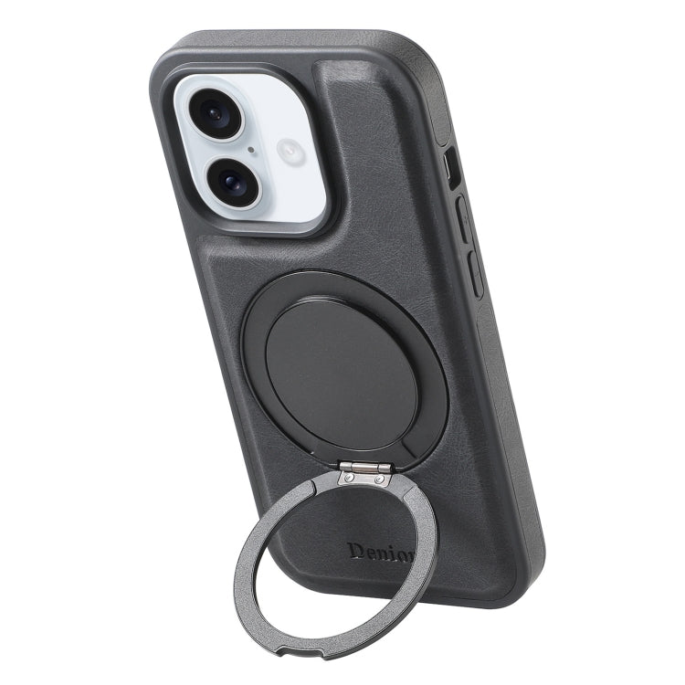 For iPhone 16 Plus Denior A14 Skin Feel Rotating Holder MagSafe Phone Case(Black) - iPhone 16 Plus Cases by Denior | Online Shopping South Africa | PMC Jewellery | Buy Now Pay Later Mobicred