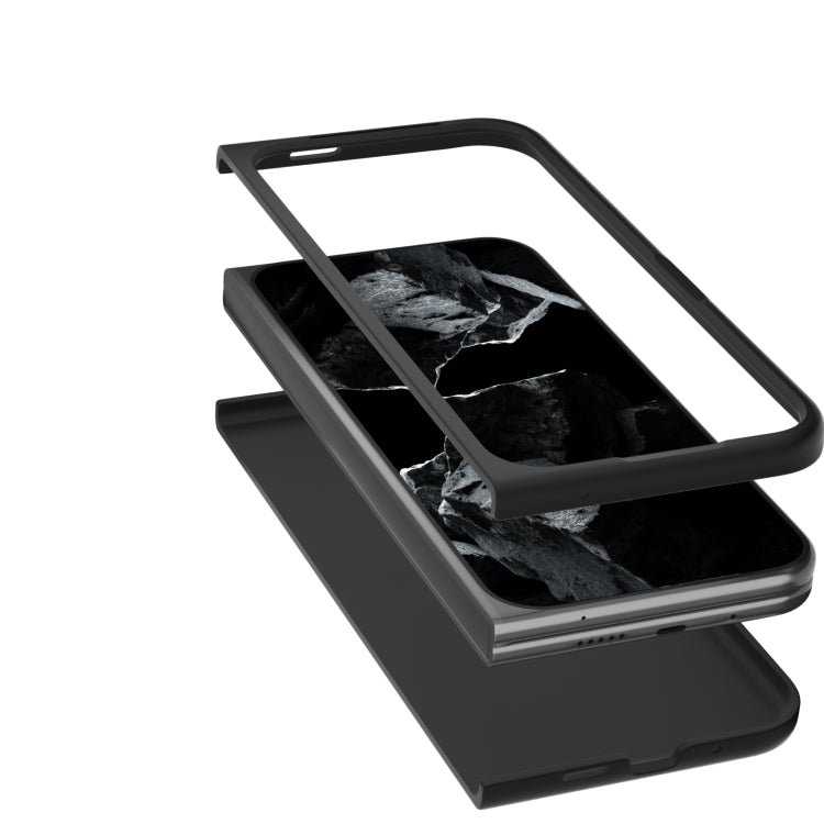 For Google Pixel 9 Pro Fold Black Frame PU Leather Full Coverage Phone Case(Coffee) - Google Cases by PMC TechLife | Online Shopping South Africa | PMC TechLife | Buy Now Pay Later Mobicred