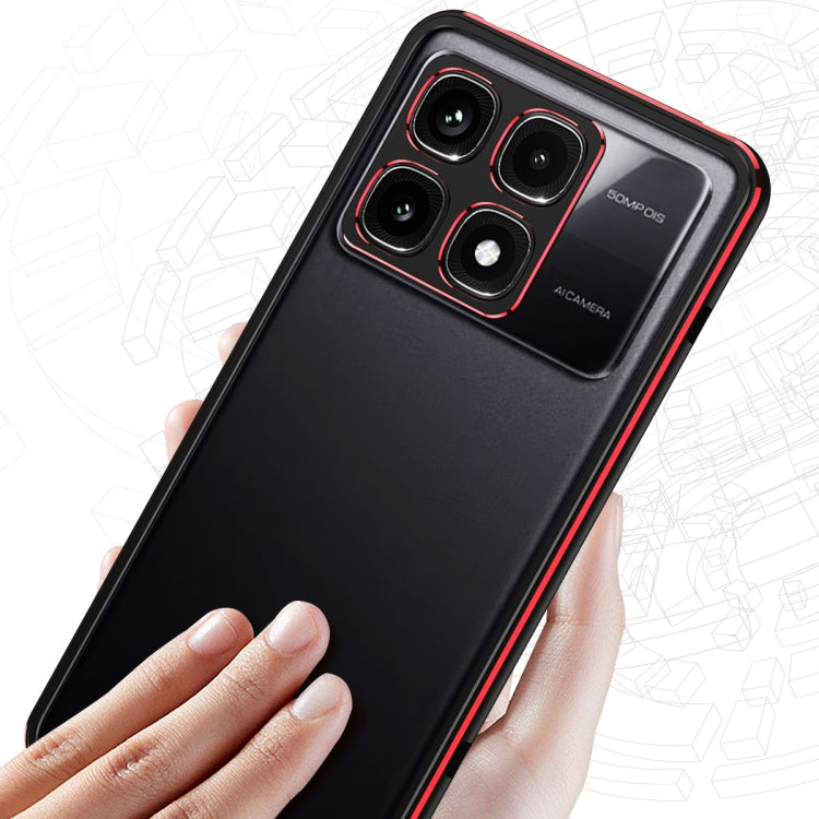 For Xiaomi Redmi K70 Ultra Aurora Series Lens Protector + Metal Frame Phone Case(Black Red) - Xiaomi Cases by PMC Jewellery | Online Shopping South Africa | PMC Jewellery | Buy Now Pay Later Mobicred