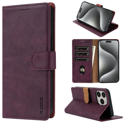 For iPhone 16 Pro Max N.BEKUS CSJ-P1 Solid Color Leather Phone Case(Wine Red) - iPhone 16 Pro Max Cases by N.BEKUS | Online Shopping South Africa | PMC Jewellery | Buy Now Pay Later Mobicred