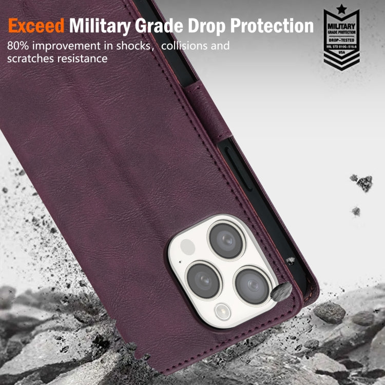 For iPhone 16 Pro Max N.BEKUS CSJ-P1 Solid Color Leather Phone Case(Wine Red) - iPhone 16 Pro Max Cases by N.BEKUS | Online Shopping South Africa | PMC TechLife | Buy Now Pay Later Mobicred