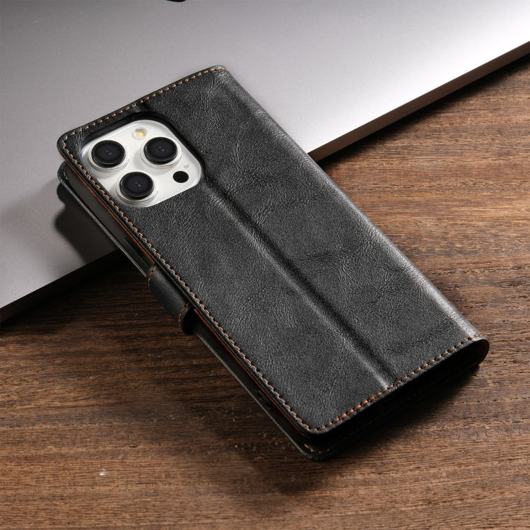 For iPhone 16 Pro Max N.BEKUS CSJ-P1 Solid Color Leather Phone Case(Black) - iPhone 16 Pro Max Cases by N.BEKUS | Online Shopping South Africa | PMC Jewellery | Buy Now Pay Later Mobicred