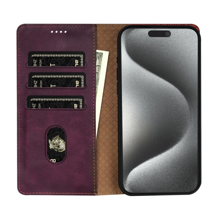 For iPhone 16 Pro N.BEKUS CSJ-P1 Solid Color Leather Phone Case(Wine Red) - iPhone 16 Pro Cases by N.BEKUS | Online Shopping South Africa | PMC Jewellery | Buy Now Pay Later Mobicred