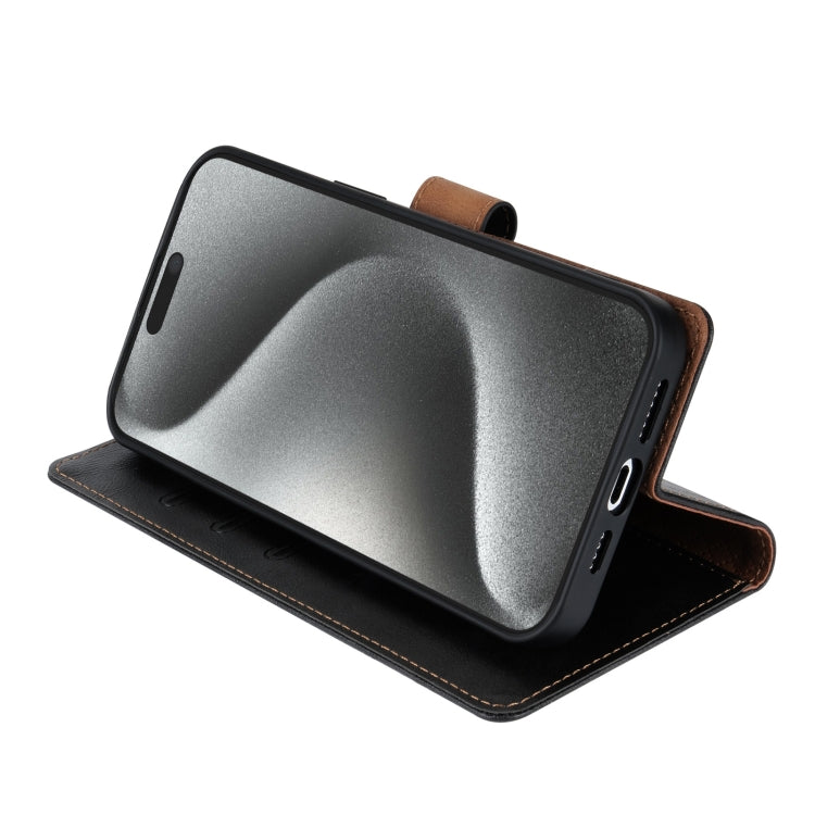For iPhone 16 Pro N.BEKUS CSJ-P1 Solid Color Leather Phone Case(Black) - iPhone 16 Pro Cases by N.BEKUS | Online Shopping South Africa | PMC TechLife | Buy Now Pay Later Mobicred