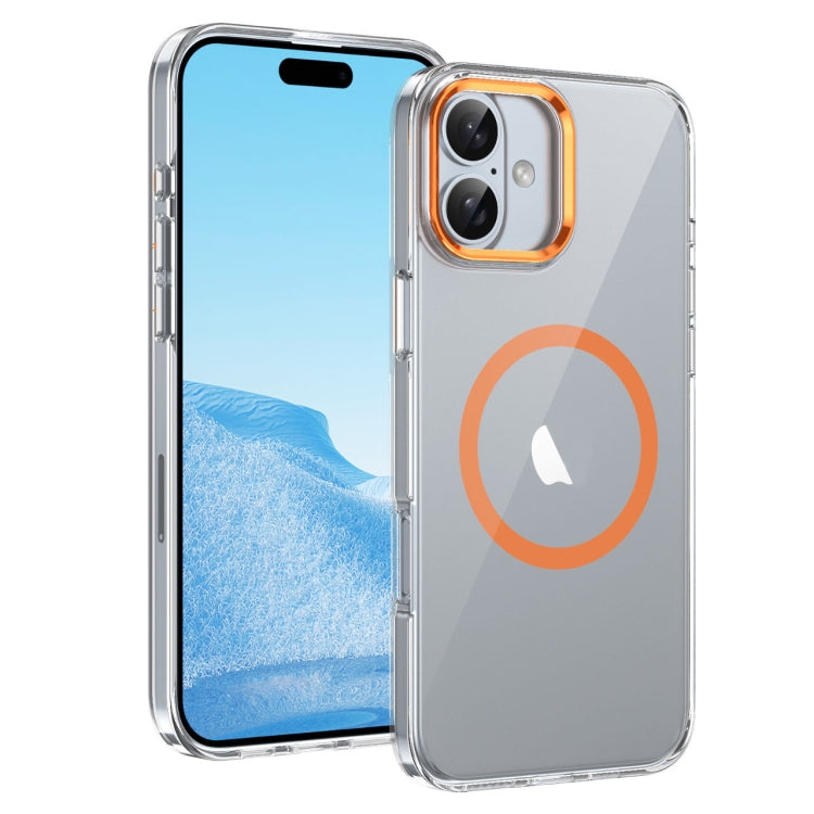 For iPhone 16 Ice Feel HD Transparent MagSafe PC Full Coverage Phone Case(Orange) - iPhone 16 Cases by PMC Jewellery | Online Shopping South Africa | PMC Jewellery | Buy Now Pay Later Mobicred