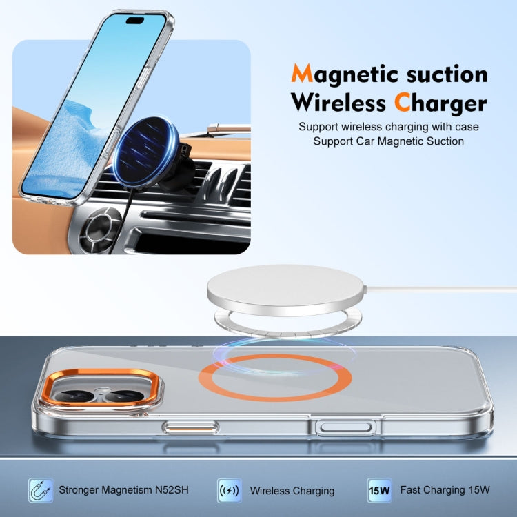 For iPhone 16 Ice Feel HD Transparent MagSafe PC Full Coverage Phone Case(Orange) - iPhone 16 Cases by PMC TechLife | Online Shopping South Africa | PMC TechLife | Buy Now Pay Later Mobicred