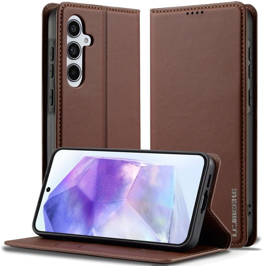 For Samsung Galaxy S25+ 5G LC.IMEEKE L1 Series Frosted Fine Texture PU Phone Case(Brown) - Galaxy S25+ 5G Cases by LC.IMEEKE | Online Shopping South Africa | PMC Jewellery | Buy Now Pay Later Mobicred