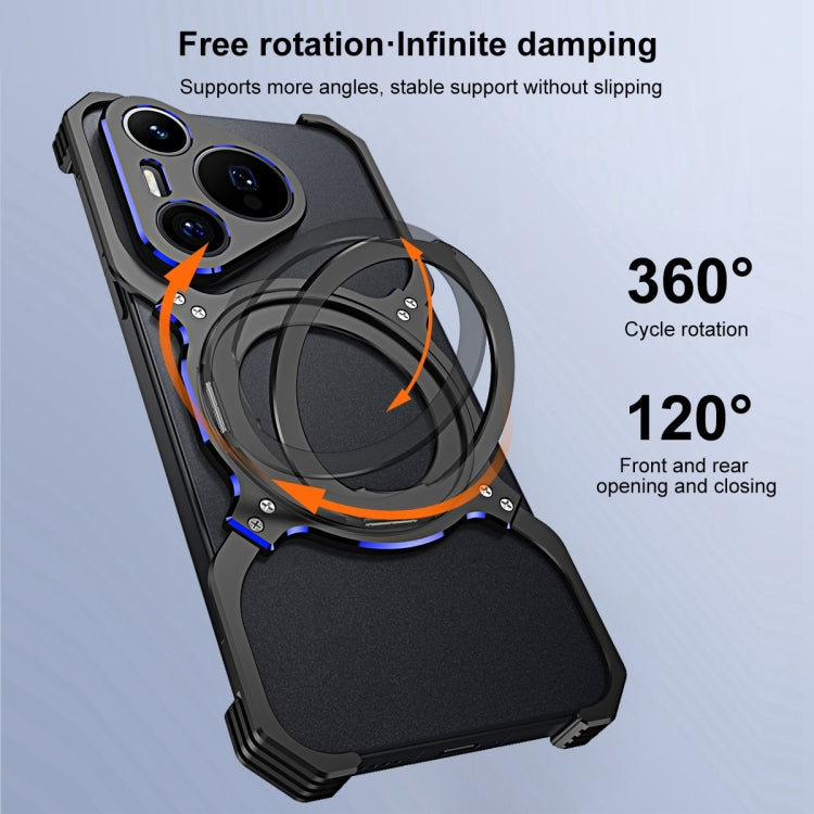 For Huawei Mate 60 Mechanical Arm Borderless MagSafe Holder Metal Phone Case(Black Blue) - Huawei Cases by PMC TechLife | Online Shopping South Africa | PMC TechLife | Buy Now Pay Later Mobicred