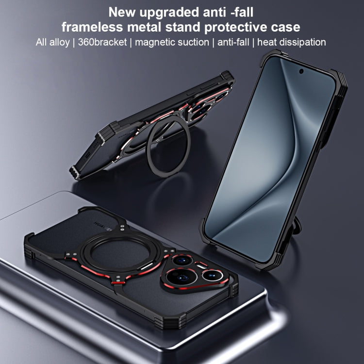 For Huawei Mate 70 Mechanical Arm Borderless MagSafe Holder Metal Phone Case(Black Blue) - Huawei Cases by PMC TechLife | Online Shopping South Africa | PMC TechLife | Buy Now Pay Later Mobicred