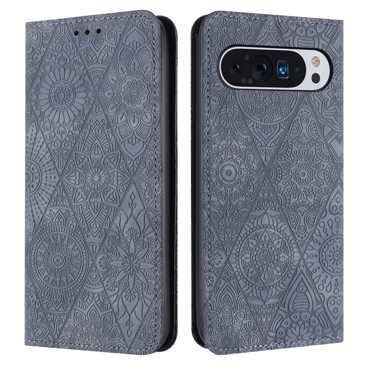 For Google Pixel 9 / 9 Pro Ethnic Embossed Adsorption Leather Phone Case(Grey) - free shipping - PMC TechLife - Order now!