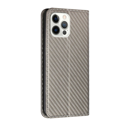 For iPhone 16 Pro Carbon Fiber Texture Magnetic Flip Leather Phone Case(Grey) - iPhone 16 Pro Cases by PMC Jewellery | Online Shopping South Africa | PMC Jewellery | Buy Now Pay Later Mobicred