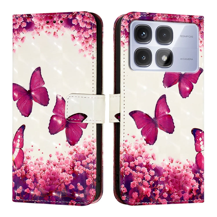 For Redmi K70 Ultra 5G Global 3D Painting Horizontal Flip Leather Phone Case(Rose Butterfly) - Xiaomi Cases by PMC Jewellery | Online Shopping South Africa | PMC Jewellery | Buy Now Pay Later Mobicred