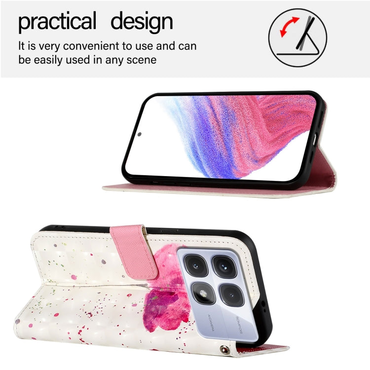 For Redmi K70 Ultra 5G Global 3D Painting Horizontal Flip Leather Phone Case(Flower) - Xiaomi Cases by PMC Jewellery | Online Shopping South Africa | PMC Jewellery | Buy Now Pay Later Mobicred