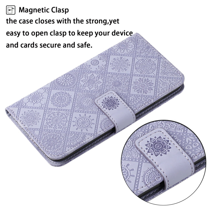 For Samsung Galaxy S25 5G Ethnic Style Embossed Pattern Leather Phone Case(Purple) - Galaxy S25 5G Cases by PMC Jewellery | Online Shopping South Africa | PMC Jewellery | Buy Now Pay Later Mobicred