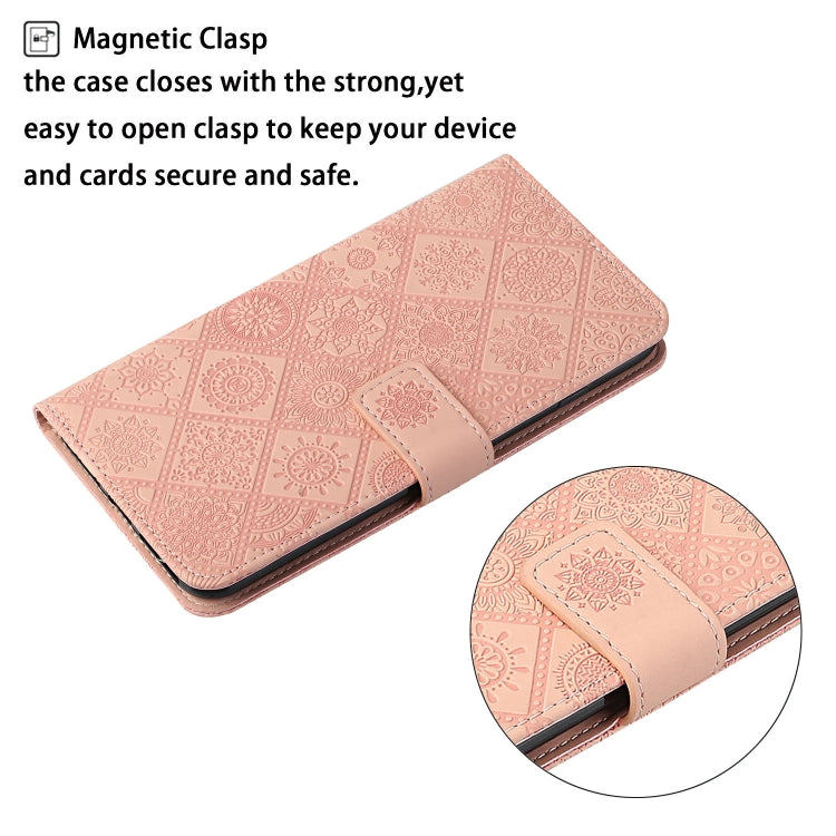 For Samsung Galaxy S25+ 5G Ethnic Style Embossed Pattern Leather Phone Case(Pink) - Galaxy S25+ 5G Cases by PMC Jewellery | Online Shopping South Africa | PMC Jewellery | Buy Now Pay Later Mobicred
