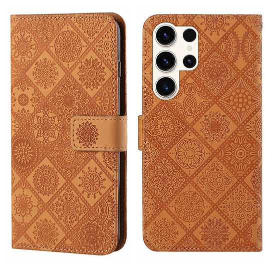 For Samsung Galaxy S25 Ultra 5G Ethnic Style Embossed Pattern Leather Phone Case(Brown) - Galaxy S25 Ultra 5G Cases by PMC Jewellery | Online Shopping South Africa | PMC Jewellery | Buy Now Pay Later Mobicred