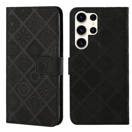 For Samsung Galaxy S25 Ultra 5G Ethnic Style Embossed Pattern Leather Phone Case(Black) - Galaxy S25 Ultra 5G Cases by PMC Jewellery | Online Shopping South Africa | PMC Jewellery | Buy Now Pay Later Mobicred