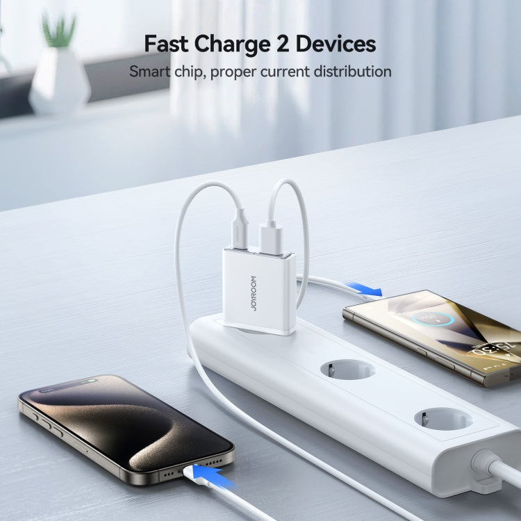 JOYROOM JR-TCF14 20W USB+USB-C / Type-C Fast Charger, Specification:EU Plug(White) - USB Charger by JOYROOM | Online Shopping South Africa | PMC Jewellery | Buy Now Pay Later Mobicred