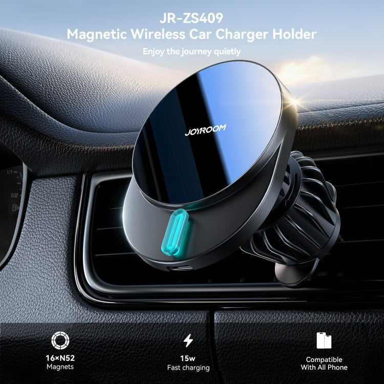 JOYROOM JR-ZS409 Magnetic Car Air Vent Phone Wireless Charging Mount(Black) - Wireless Charging Pads by JOYROOM | Online Shopping South Africa | PMC Jewellery | Buy Now Pay Later Mobicred