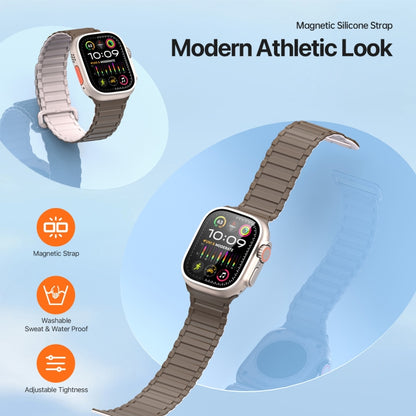 For Apple Watch SE 2023 44mm DUX DUCIS KJ Series Magnetic Buckle Silicone Watch Band(Brown Grey) - Watch Bands by DUX DUCIS | Online Shopping South Africa | PMC Jewellery | Buy Now Pay Later Mobicred