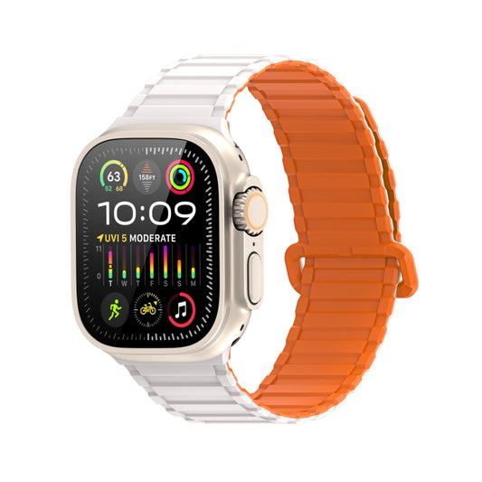 For Apple Watch SE 2023 44mm DUX DUCIS KJ Series Magnetic Buckle Silicone Watch Band(Starlight Orange) - Watch Bands by DUX DUCIS | Online Shopping South Africa | PMC Jewellery | Buy Now Pay Later Mobicred