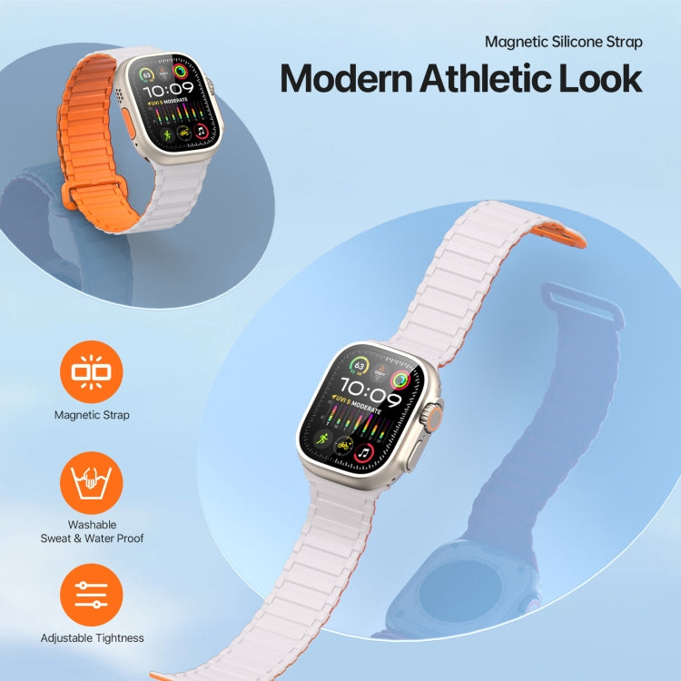 For Apple Watch SE 2023 44mm DUX DUCIS KJ Series Magnetic Buckle Silicone Watch Band(Starlight Orange) - Watch Bands by DUX DUCIS | Online Shopping South Africa | PMC Jewellery | Buy Now Pay Later Mobicred