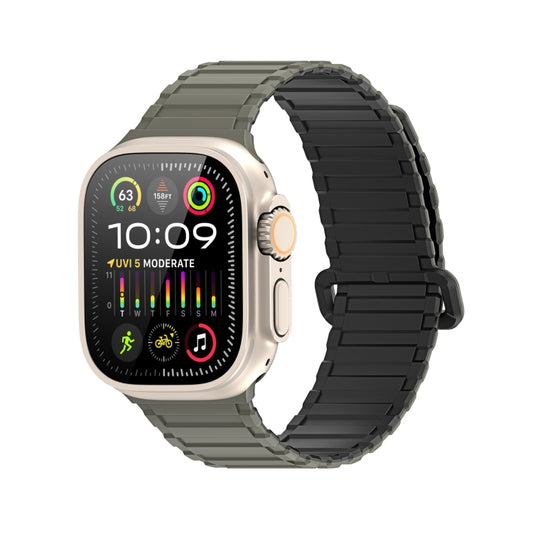 For Apple Watch Ultra 2 49mm DUX DUCIS KJ Series Magnetic Buckle Silicone Watch Band(Black Green) - Watch Bands by DUX DUCIS | Online Shopping South Africa | PMC Jewellery | Buy Now Pay Later Mobicred