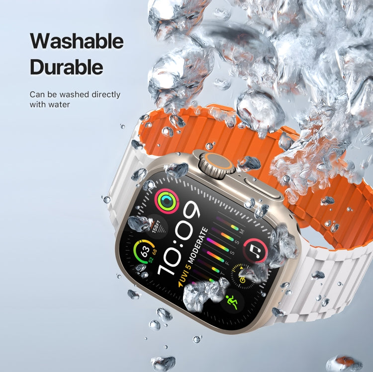 For Apple Watch Series 9 45mm DUX DUCIS KJ Series Magnetic Buckle Silicone Watch Band(Starlight Orange) - Watch Bands by DUX DUCIS | Online Shopping South Africa | PMC Jewellery | Buy Now Pay Later Mobicred