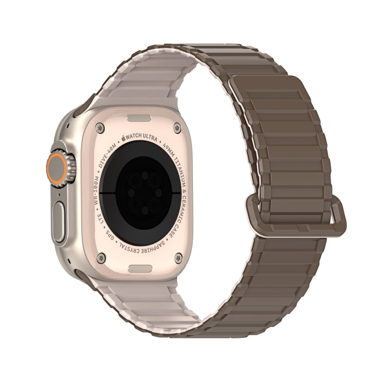 For Apple Watch Ultra 49mm DUX DUCIS KJ Series Magnetic Buckle Silicone Watch Band(Brown Grey) - Watch Bands by DUX DUCIS | Online Shopping South Africa | PMC Jewellery | Buy Now Pay Later Mobicred