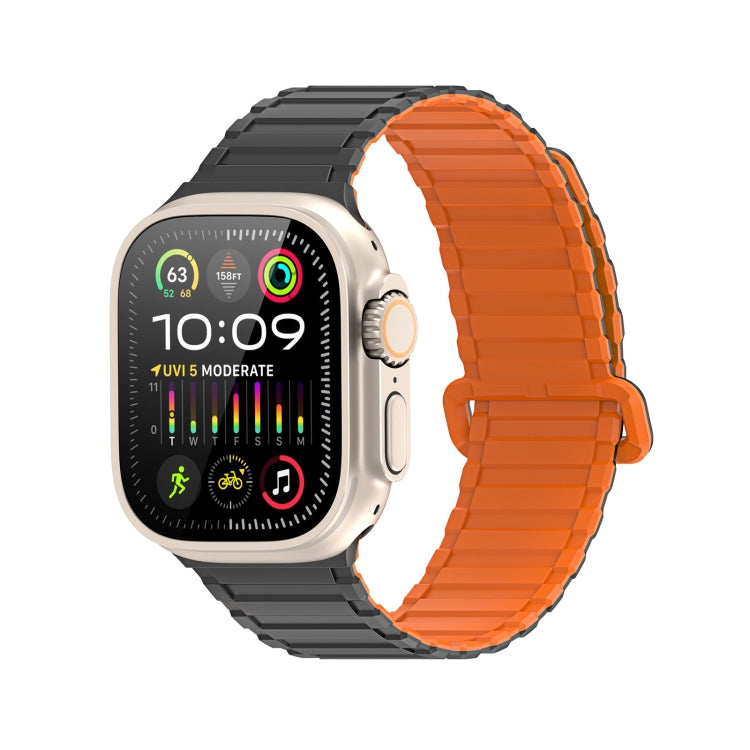 For Apple Watch Series 5 44mm DUX DUCIS KJ Series Magnetic Buckle Silicone Watch Band(Black Orange) - Watch Bands by DUX DUCIS | Online Shopping South Africa | PMC Jewellery | Buy Now Pay Later Mobicred