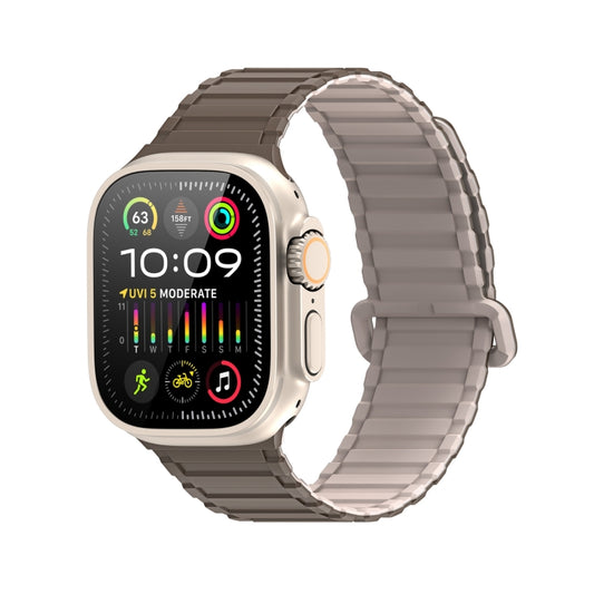 For Apple Watch Series 4 44mm DUX DUCIS KJ Series Magnetic Buckle Silicone Watch Band(Brown Grey) - Watch Bands by DUX DUCIS | Online Shopping South Africa | PMC Jewellery | Buy Now Pay Later Mobicred