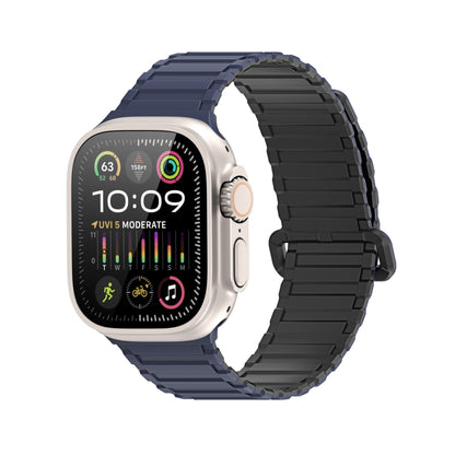 For Apple Watch Series 3 42mm DUX DUCIS KJ Series Magnetic Buckle Silicone Watch Band(Black Blue) - Watch Bands by DUX DUCIS | Online Shopping South Africa | PMC Jewellery | Buy Now Pay Later Mobicred