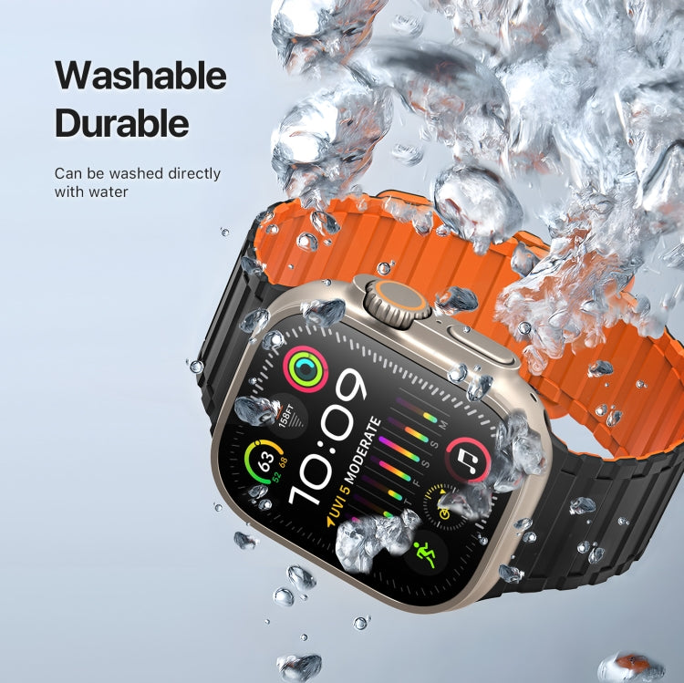 For Apple Watch Series 2 42mm DUX DUCIS KJ Series Magnetic Buckle Silicone Watch Band(Black Orange) - Watch Bands by DUX DUCIS | Online Shopping South Africa | PMC Jewellery | Buy Now Pay Later Mobicred