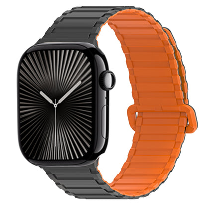 For Apple Watch Series 10 46mm DUX DUCIS KJ Series Magnetic Buckle Silicone Watch Band(Black Orange) - Watch Bands by DUX DUCIS | Online Shopping South Africa | PMC Jewellery | Buy Now Pay Later Mobicred