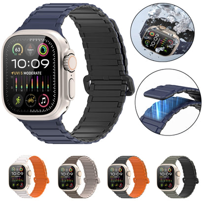 For Apple Watch Series 10 46mm DUX DUCIS KJ Series Magnetic Buckle Silicone Watch Band(Black Green) - Watch Bands by DUX DUCIS | Online Shopping South Africa | PMC Jewellery | Buy Now Pay Later Mobicred