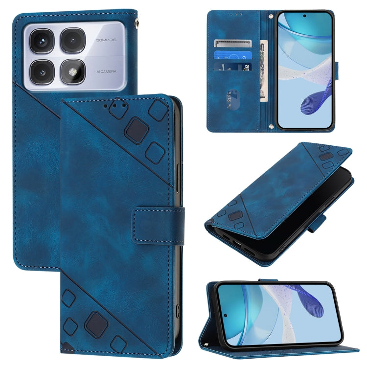 For Redmi K70 Ultra 5G Global Skin-feel Embossed Leather Phone Case(Blue) - Xiaomi Cases by PMC Jewellery | Online Shopping South Africa | PMC Jewellery | Buy Now Pay Later Mobicred