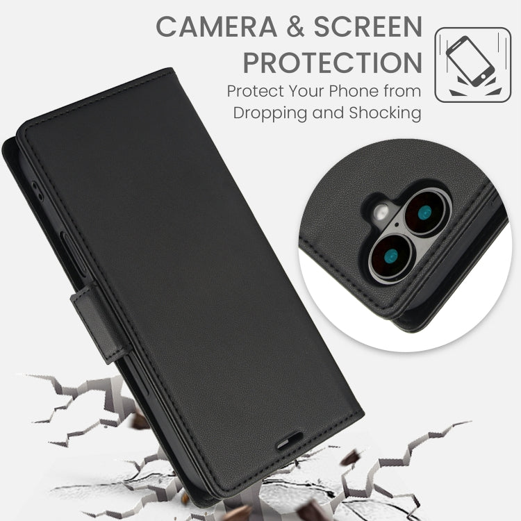 For iPhone 16 Side Buckle RFID Anti-theft Leather Phone Case(Black) - iPhone 16 Cases by PMC TechLife | Online Shopping South Africa | PMC TechLife | Buy Now Pay Later Mobicred