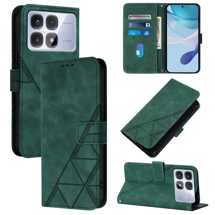 For Redmi K70 Ultra 5G Global Crossbody 3D Embossed Flip Leather Phone Case(Green) - Xiaomi Cases by PMC Jewellery | Online Shopping South Africa | PMC Jewellery | Buy Now Pay Later Mobicred