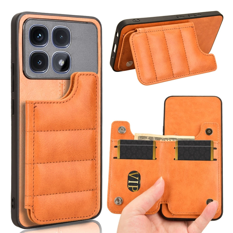 For Redmi K70 Ultra Cow Pattern Sewing Card Bag Phone Case(Orange) - Xiaomi Cases by PMC Jewellery | Online Shopping South Africa | PMC Jewellery | Buy Now Pay Later Mobicred